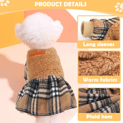 PinkBow plaid fleece dog sweater XS offers a comfortable snug small-dog fit.