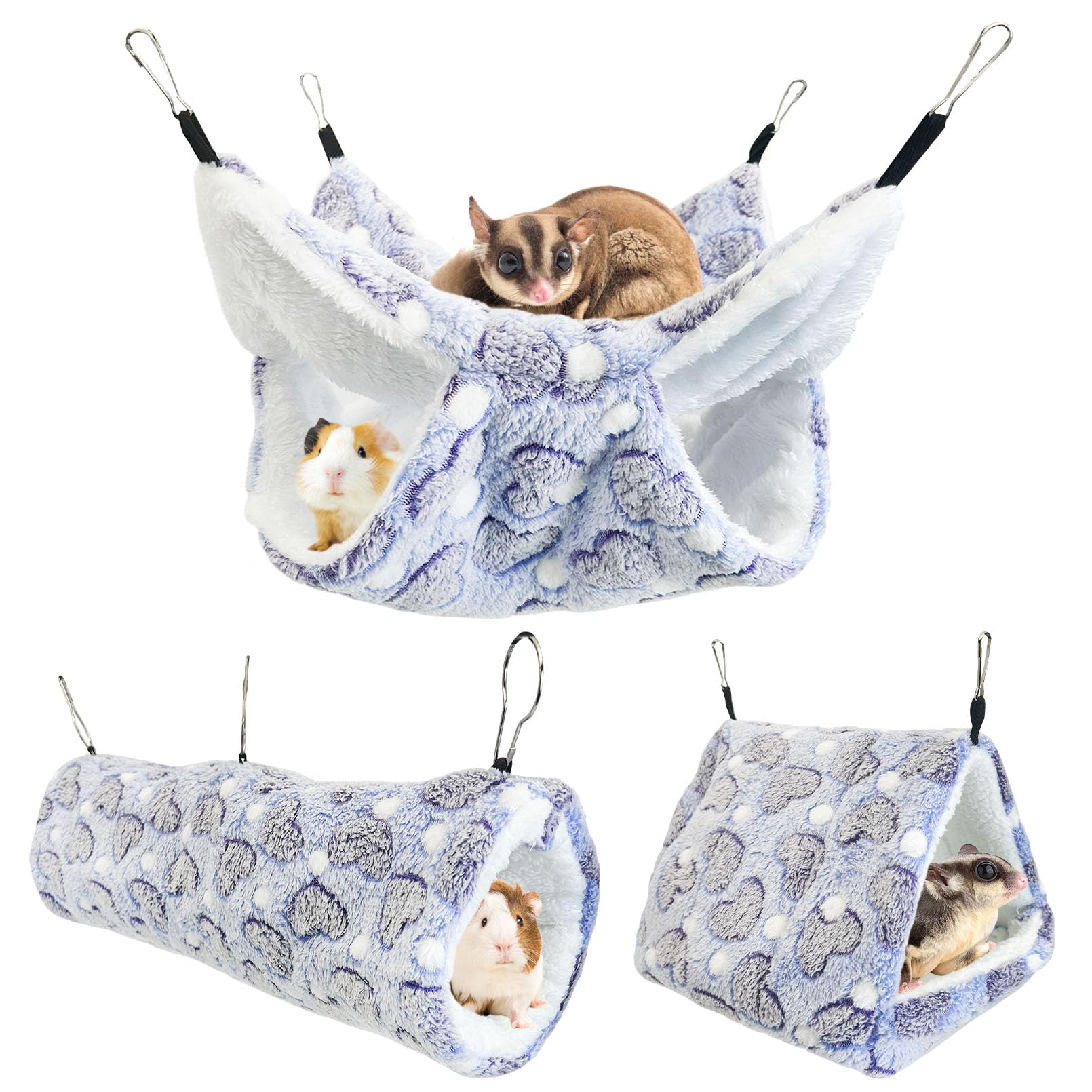 PINVNBY 3 Pack Rat Hammock Set hammock provides a cozy sunbathing perch for small pets
