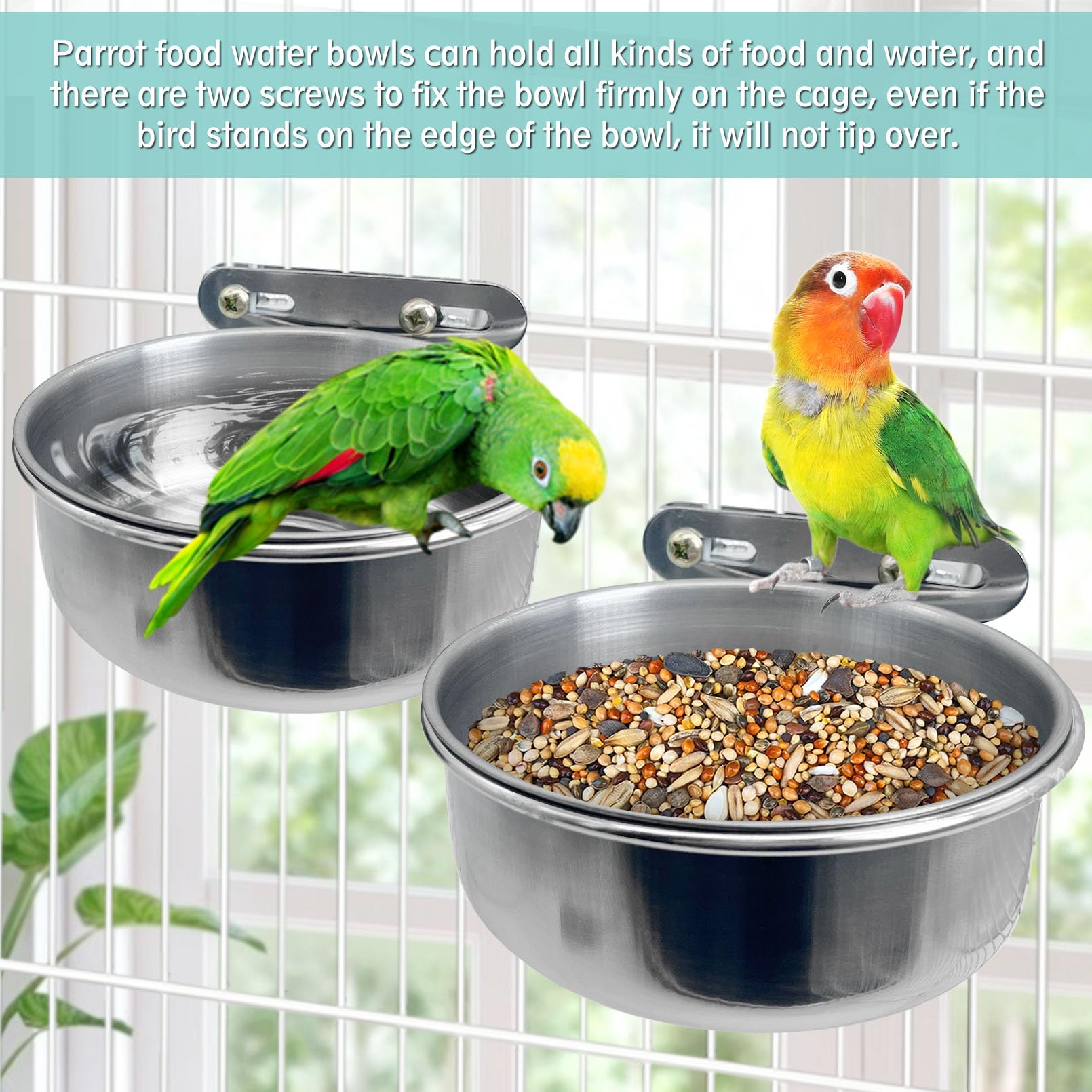 PINVNBY two-bowls setup demonstrates multitask feeding and water options.