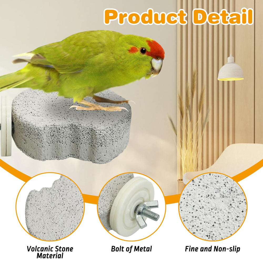 PINVNBY lune-design perches add visual appeal while aiding beak health through gentle grinding.