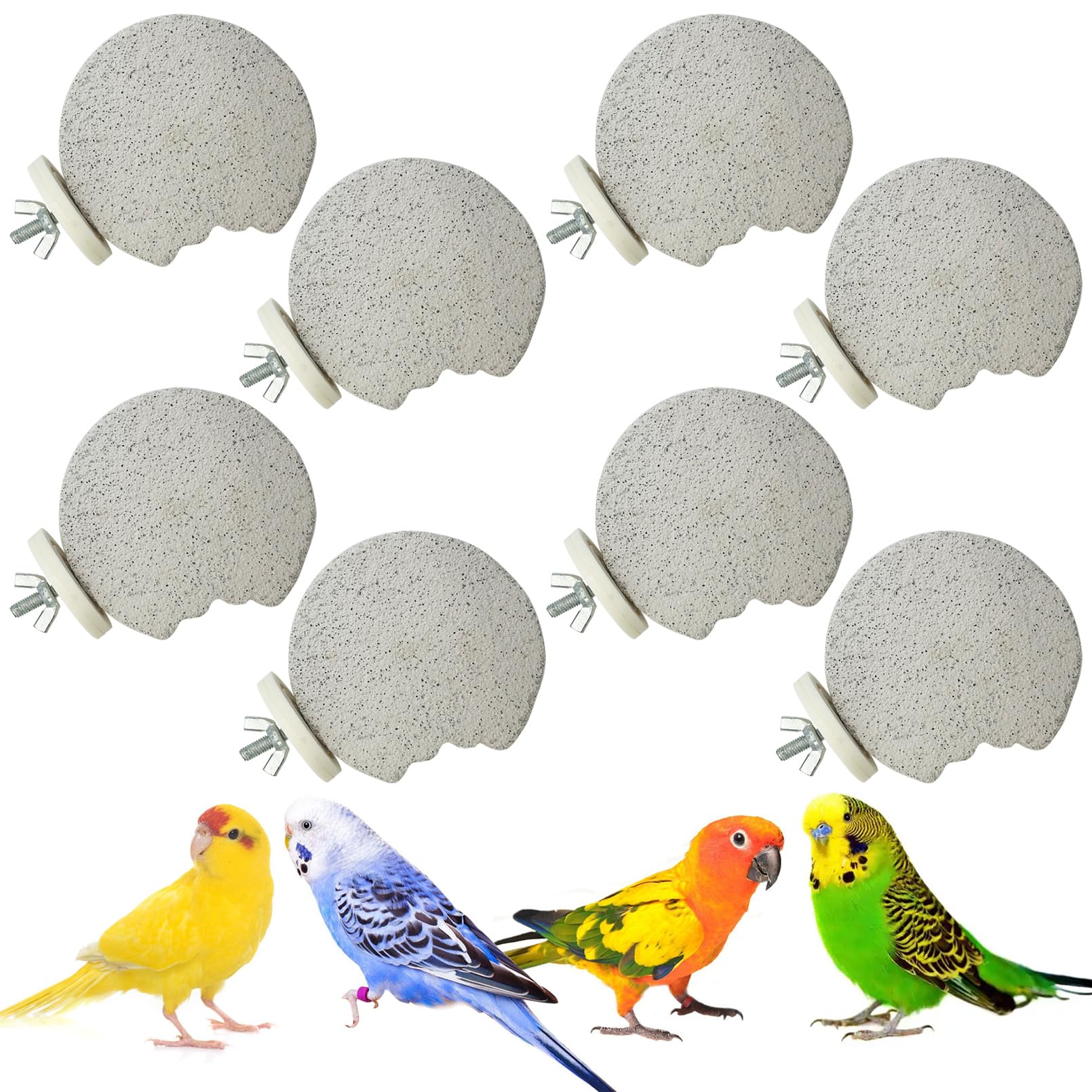 PINVNBY bird perches lune shape offer a mineral chew surface for beak maintenance and enrichment.