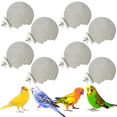 PINVNBY bird perches lune shape offer a mineral chew surface for beak maintenance and enrichment.