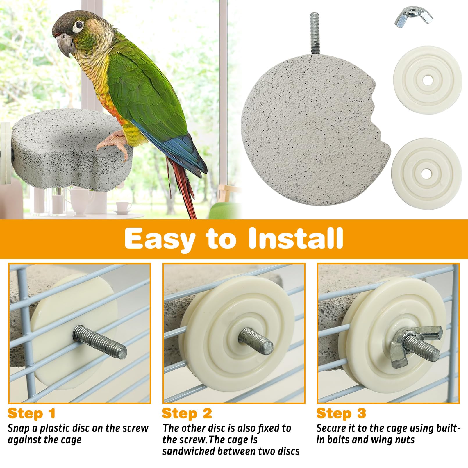 PINVNBY cage perch doubles as decorative focal point in bird cages.
