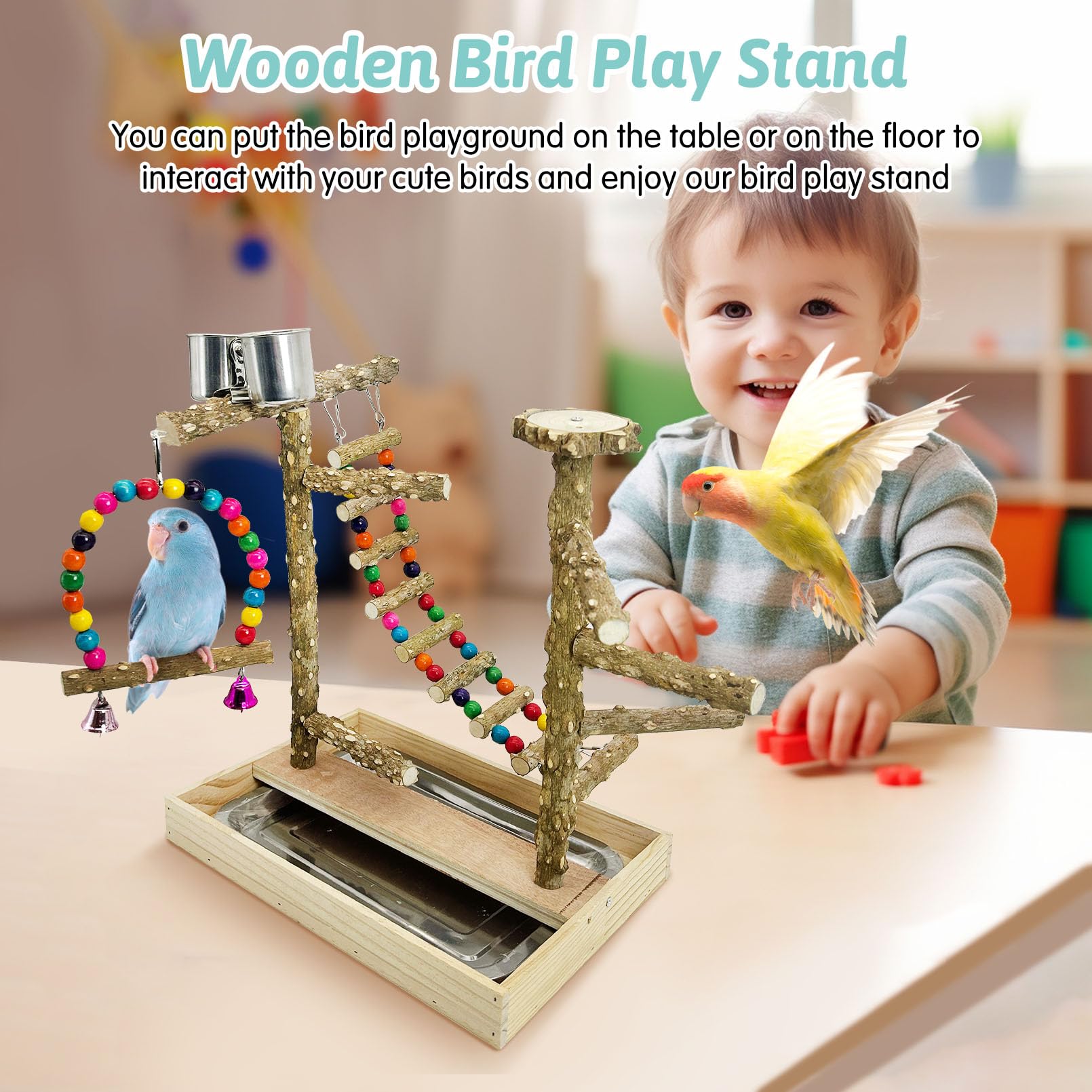PINVNBY Bird Playground suits small to medium birds like conures and cockatiels