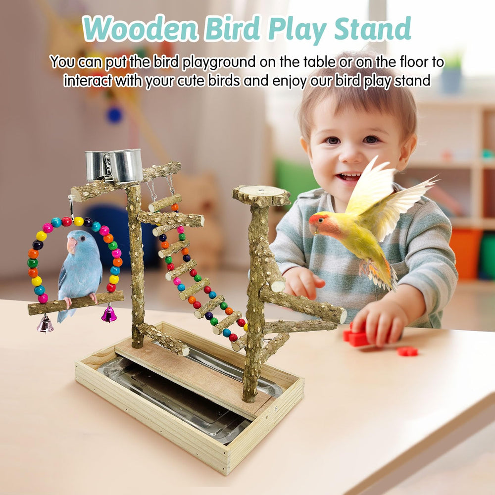 PINVNBY Bird Playground suits small to medium birds like conures and cockatiels