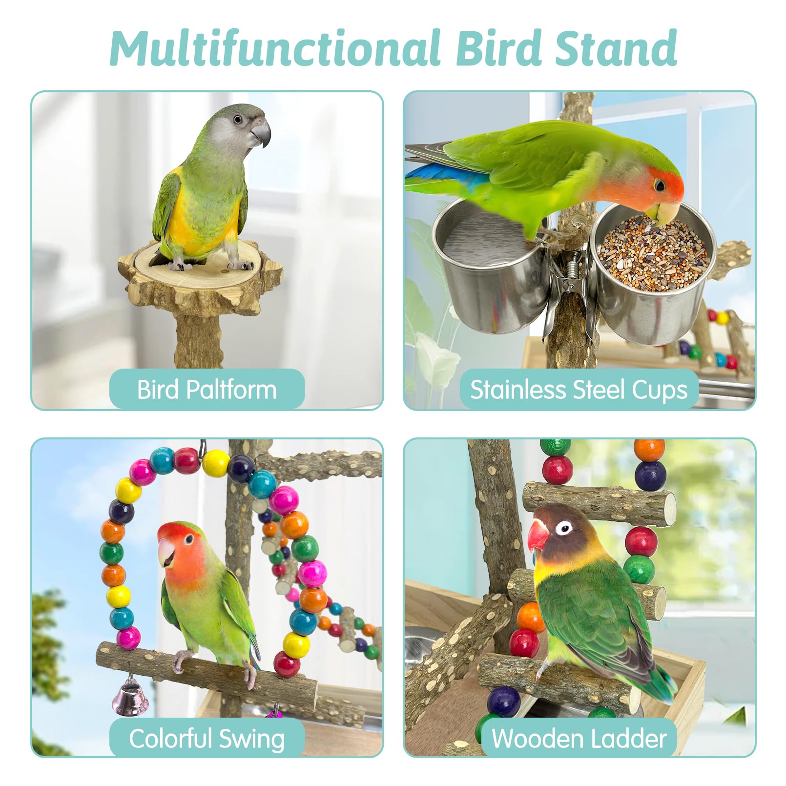 PINVNBY Bird Playground large stand for table or floor placement