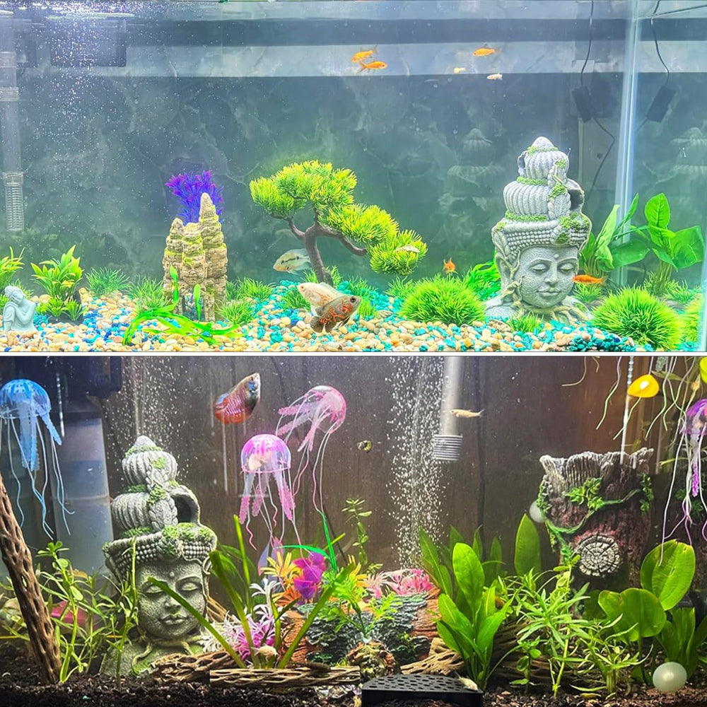 PINVNBY Buddha head 3-pack provides multiple decor options in tanks.