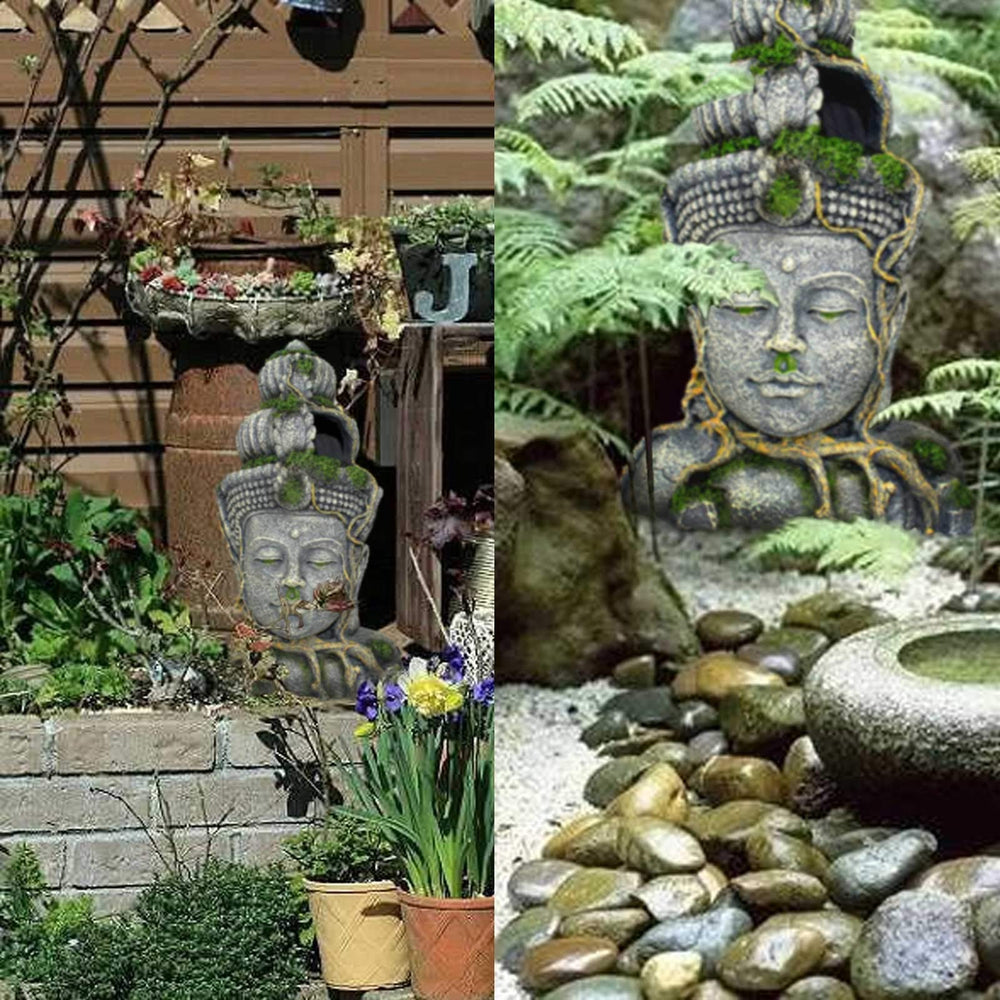 PINVNBY Buddha head decor for terrariums and aquariums enriches habitat aesthetics.