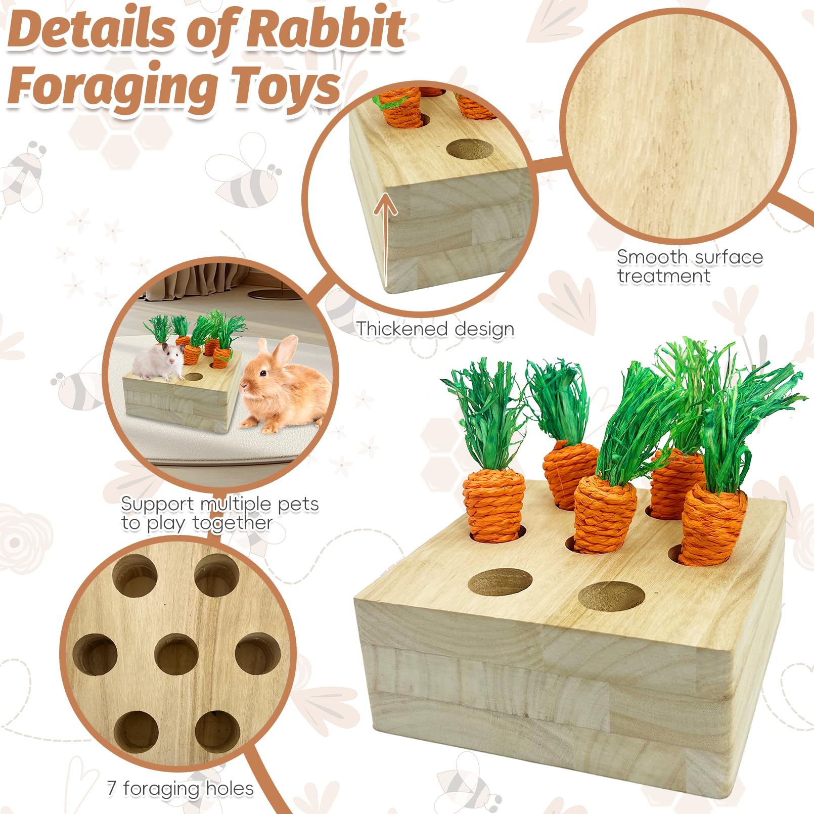 PINVNBY carrot-teething-toys-wooden satisfy chewing urges and support natural tooth wear.
