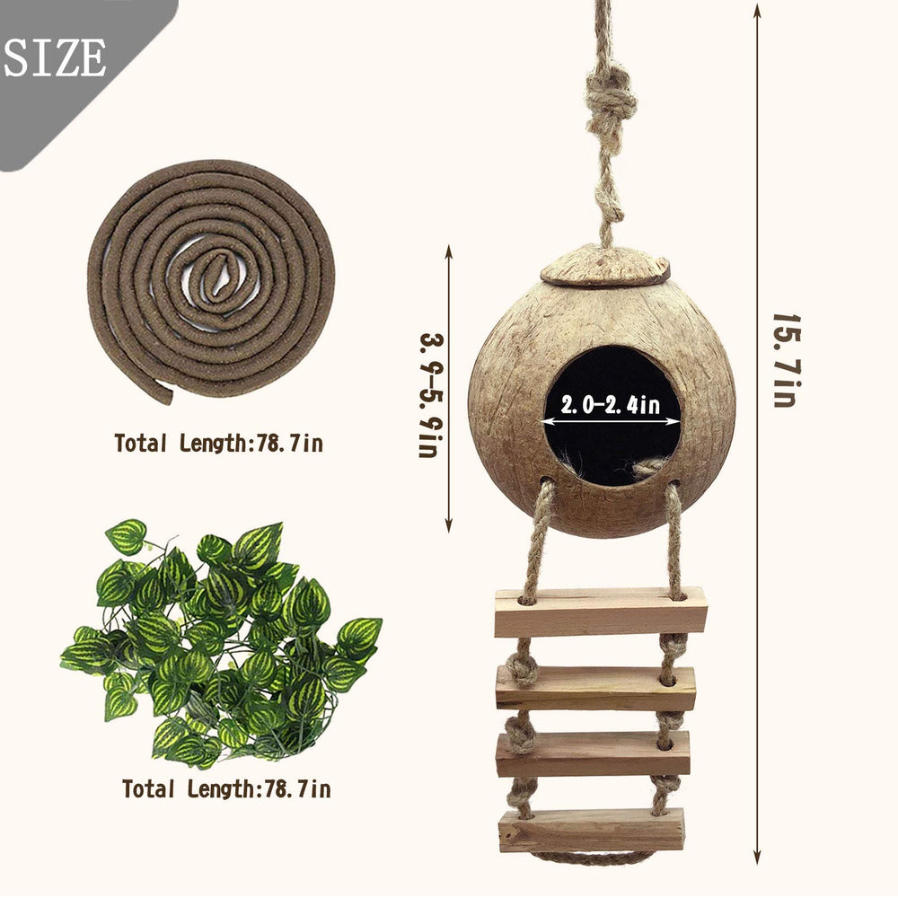PINVNBY Coconut Shell Hideout closeup emphasizes durable natural shell texture