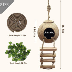 PINVNBY Coconut Shell Hideout closeup emphasizes durable natural shell texture