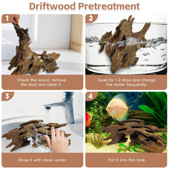 PINVNBY driftwood aquarium decor offers enrichment and shelter for fish in home tanks.