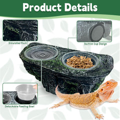 PINVNBY gecko feeder ledge with rock-texture design for natural habitat feel