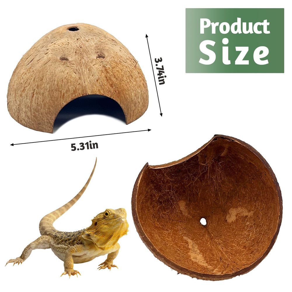 PINVNBY refugio de coco natural para reptiles, refugio seguro.