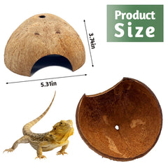 PINVNBY refugio de coco natural para reptiles, refugio seguro.