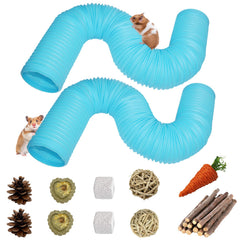 PINVNBY hamster tunnels foldable blue for tunnel exploration and exercise