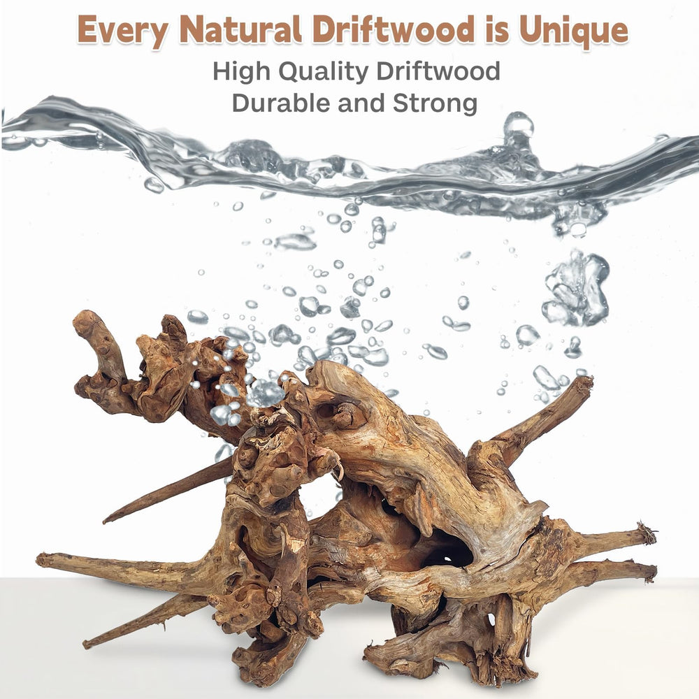 PINVNBY natural driftwood branch adds authentic texture and climbing opportunities for reptiles.