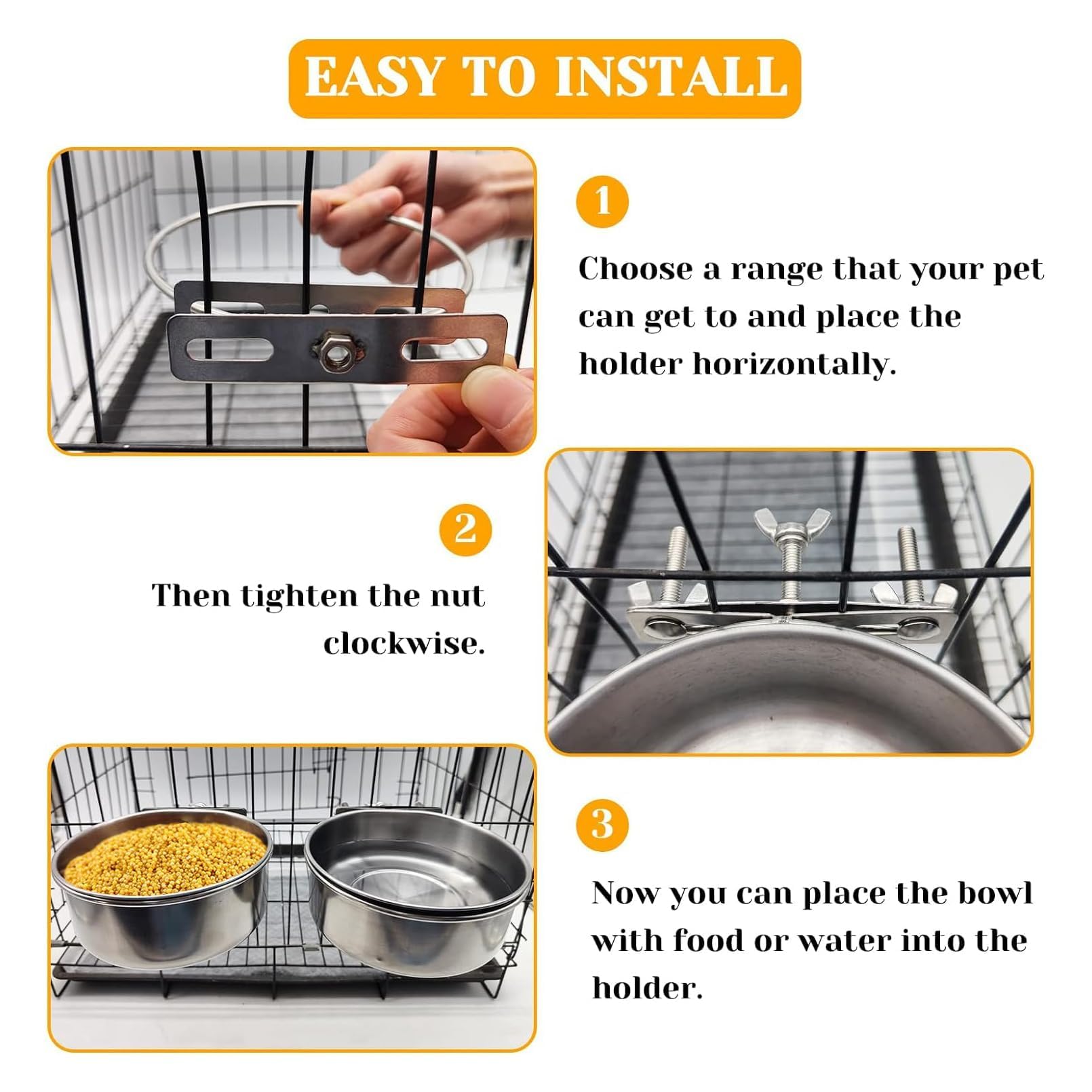 PINVNBY parrot feeding cup in stainless steel