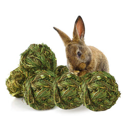 PINVNBY rabbit chew grass ball closeup highlights natural timothy material for small pets.
