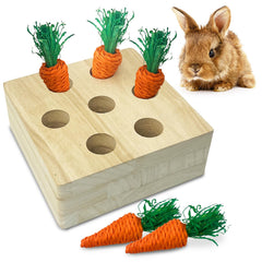 PINVNBY rabbit-foraging-toys wooden enrichment stimulates natural foraging instincts and mental engagement.