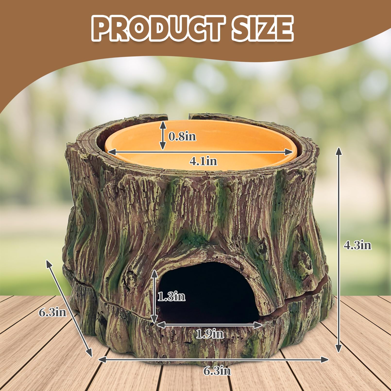 PINVNBY reptile hide cave with humidity water dish creates a humid microclimate for shedding relief.