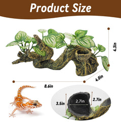PINVNBY resin branch hideout cave highlighting integrated shelter for small reptiles