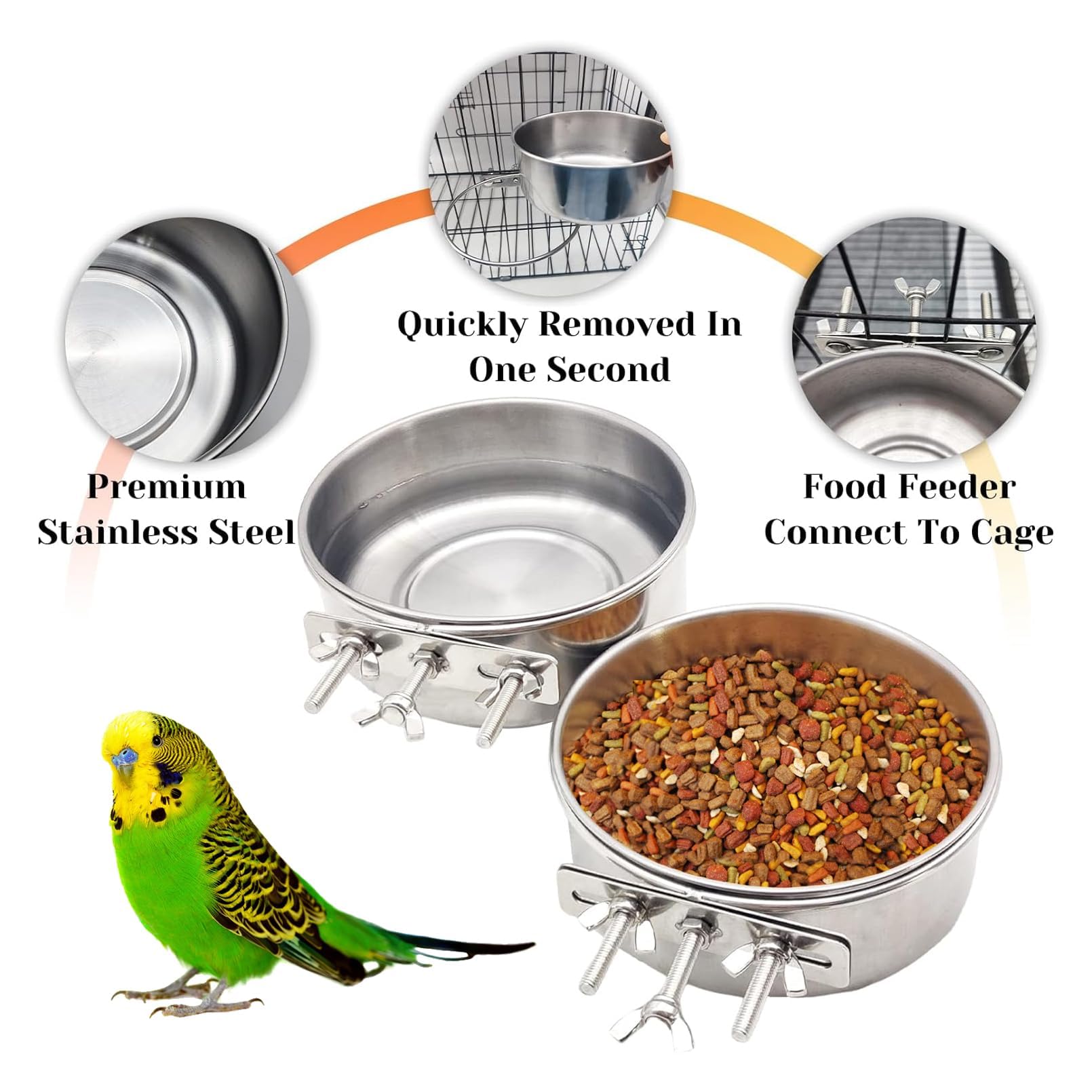 PINVNBY stainless steel bird feeding dish resists rust for longevity