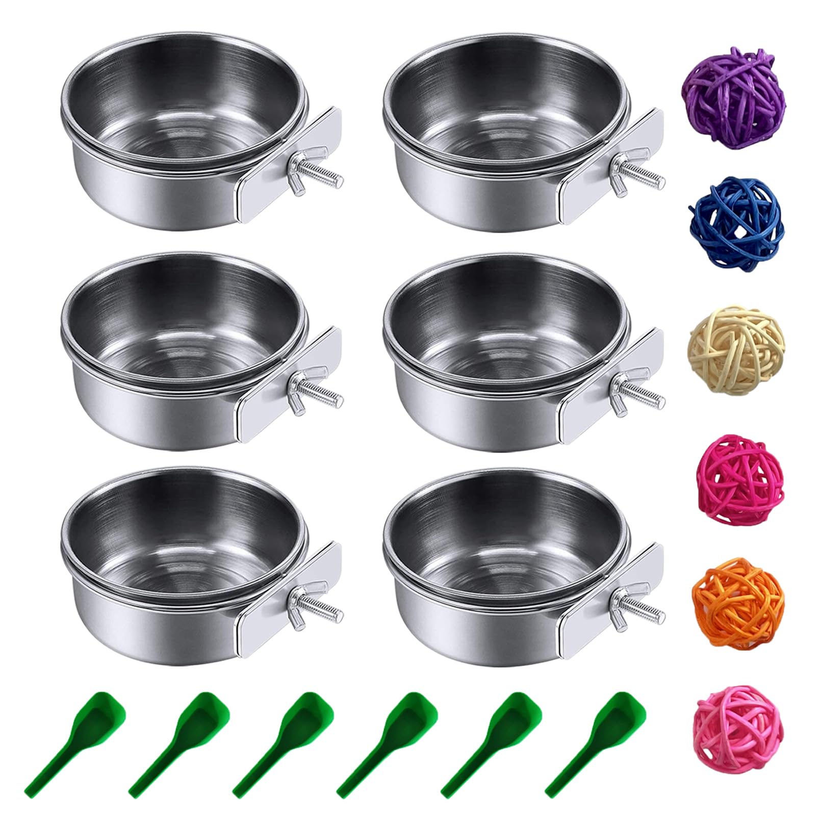 PINVNBY stainless steel bird feeding dish attached to cage for mess-free feeding