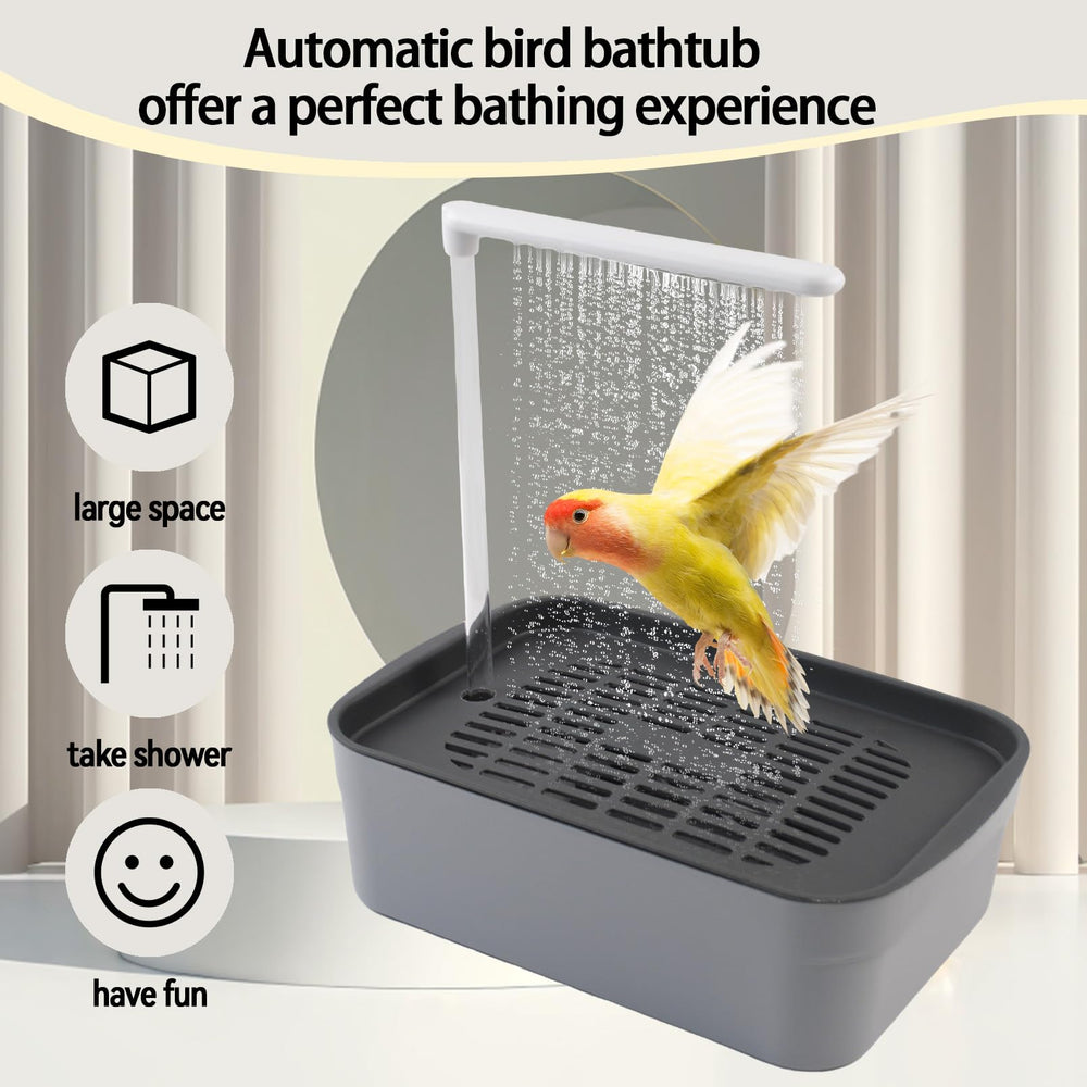 PINVNBY-water-flow-bird-bath captures a gentle water stream attracting birds.
