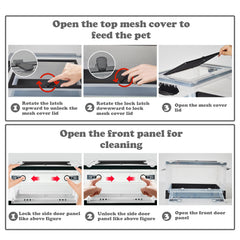 PINVNBY plastic reptile feeding box lid-operation for easy feeding and cleaning