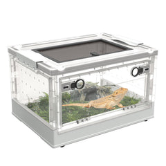 PINVNBY plastic reptile feeding box with wheels top view for easy transport