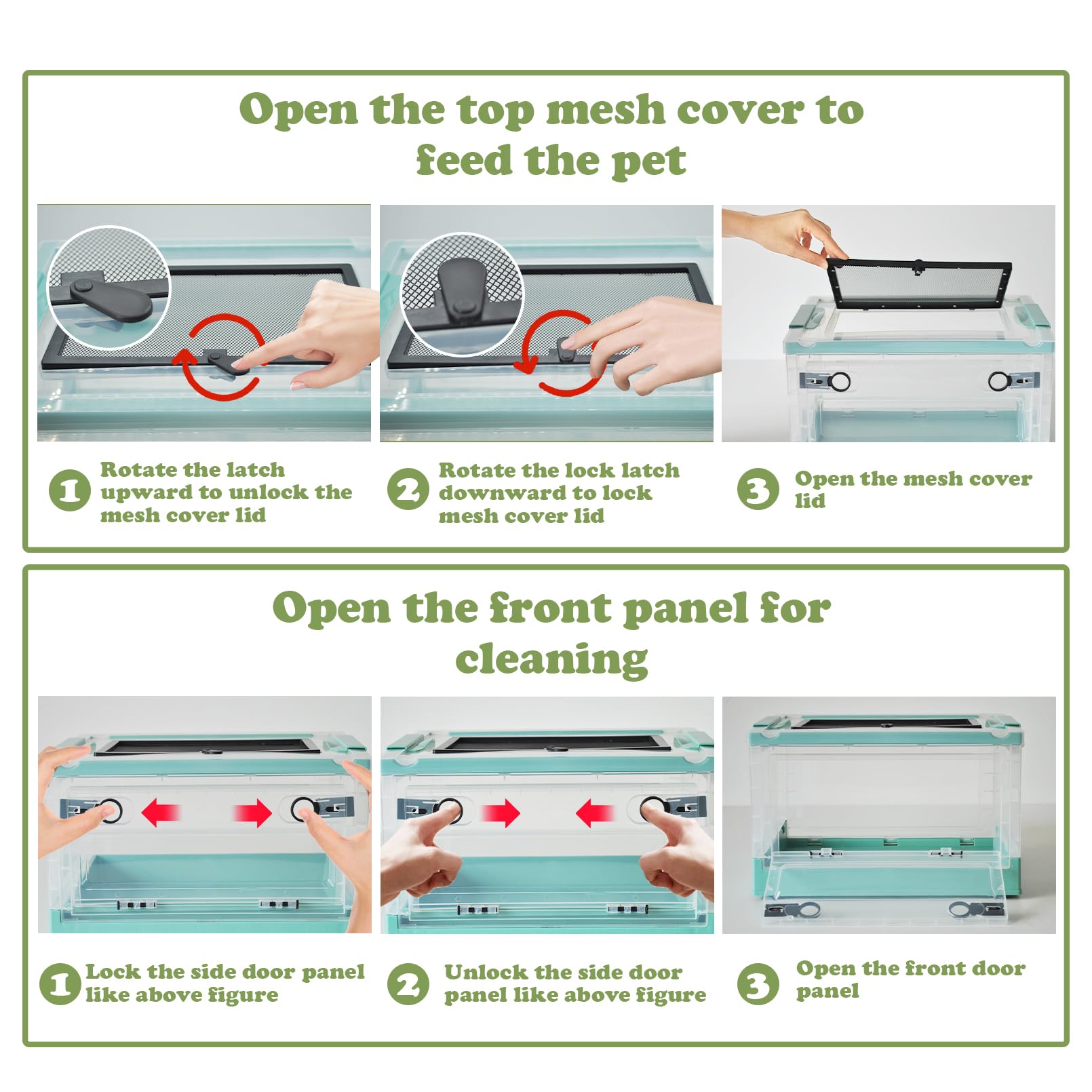 PINVNBY reptile cage with wheels supports easy relocation during enclosure cleaning.