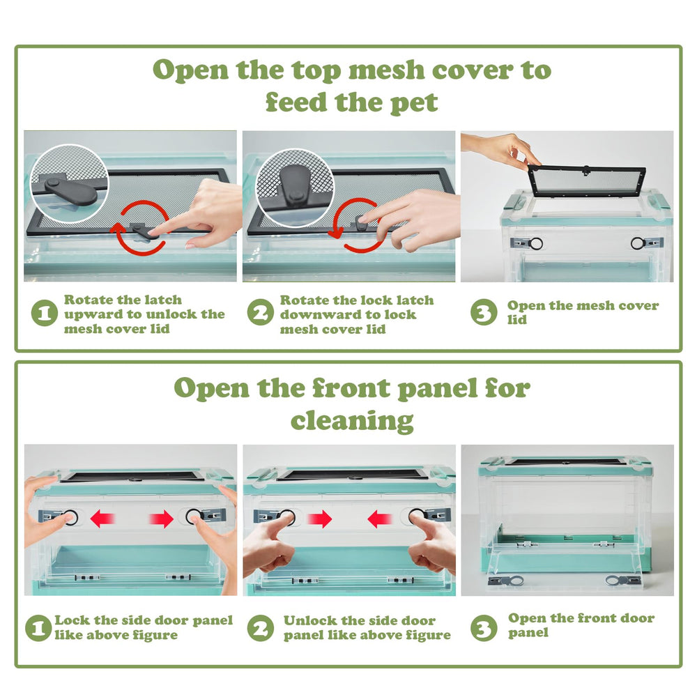 PINVNBY reptile cage with wheels supports easy relocation during enclosure cleaning.
