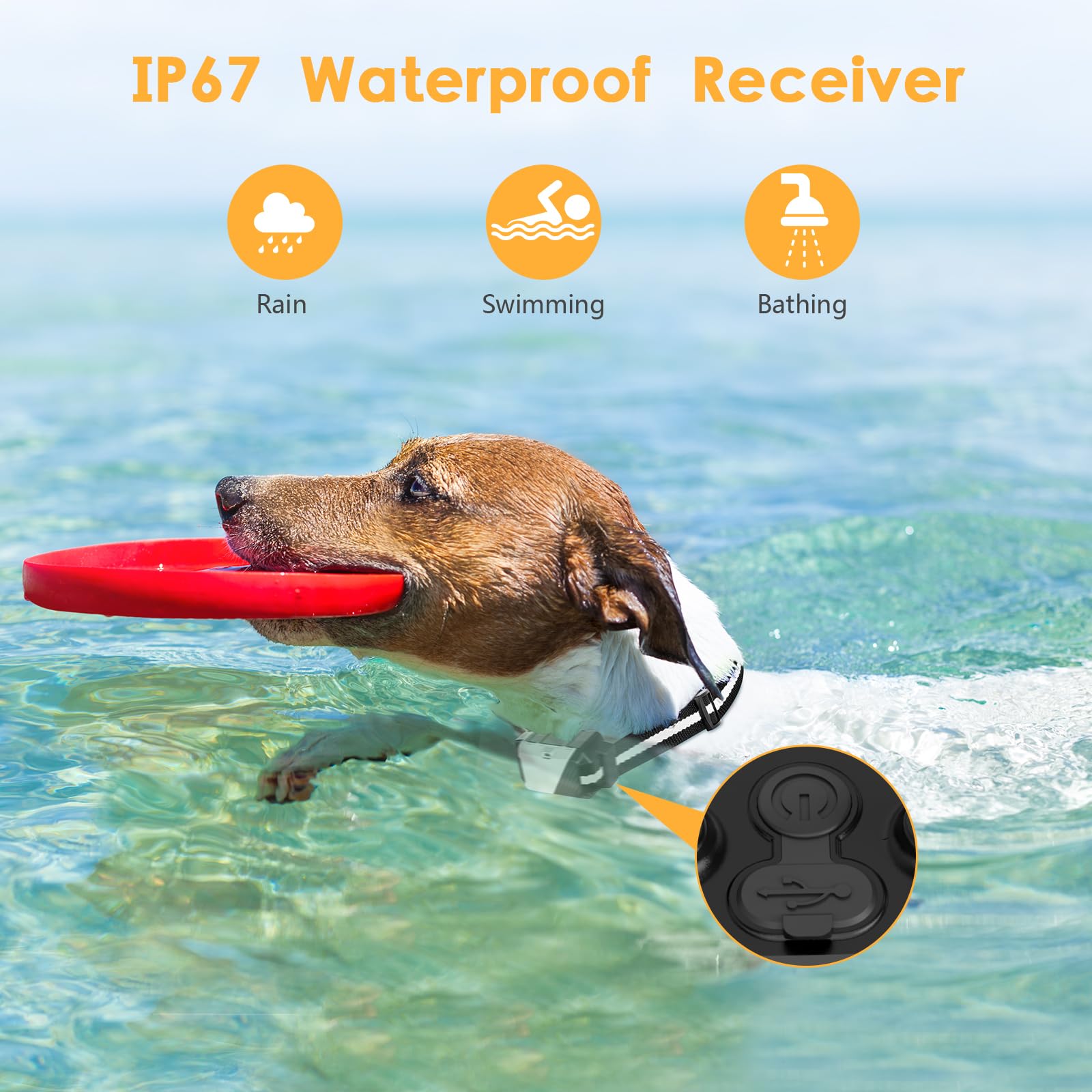 PIOUNS shock collar adjustable band 8-27 inches for dogs of many sizes.