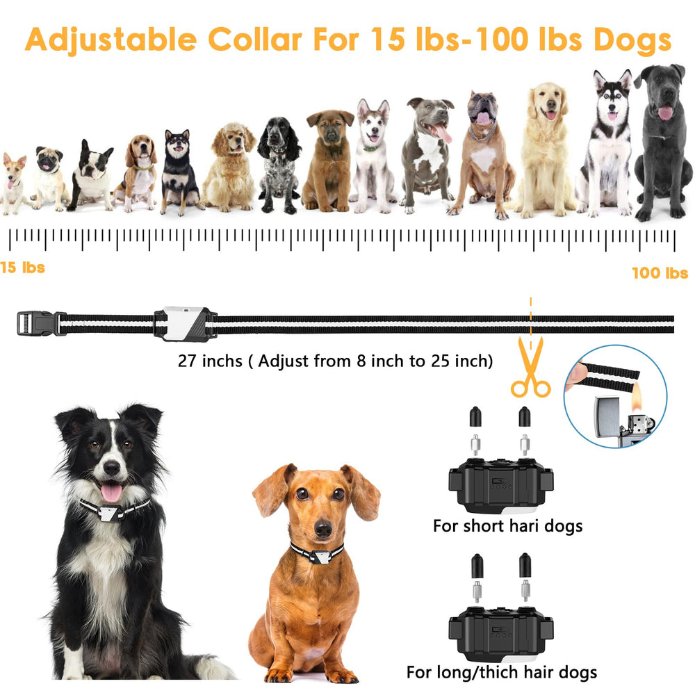 PIOUNS shock collar short and long probes for coat-friendly fits.