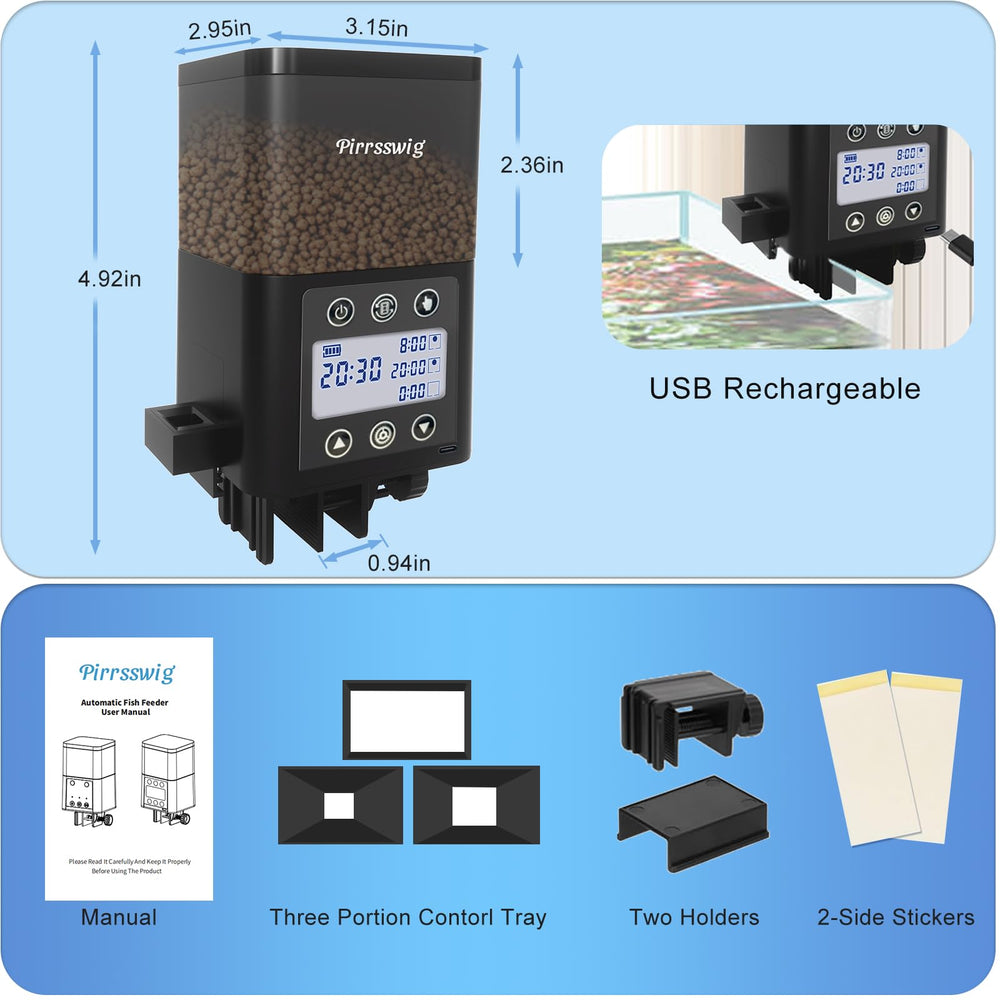Pirrsswig USB rechargeable battery with Type-C cable included for easy charging.