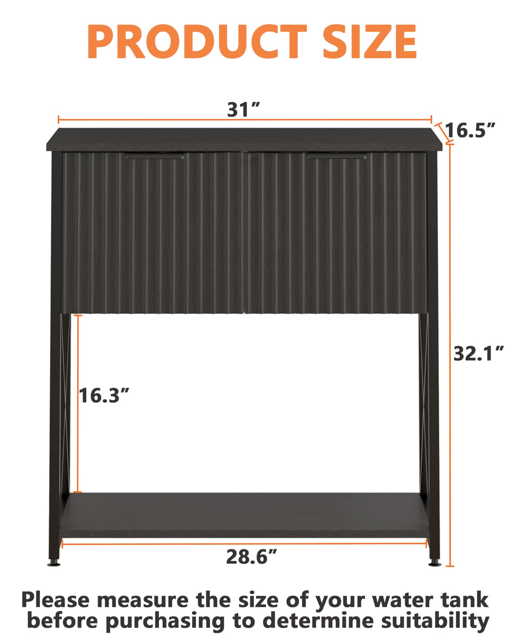 Piskyet aquarium stand with central storage cabinet for organized supplies.