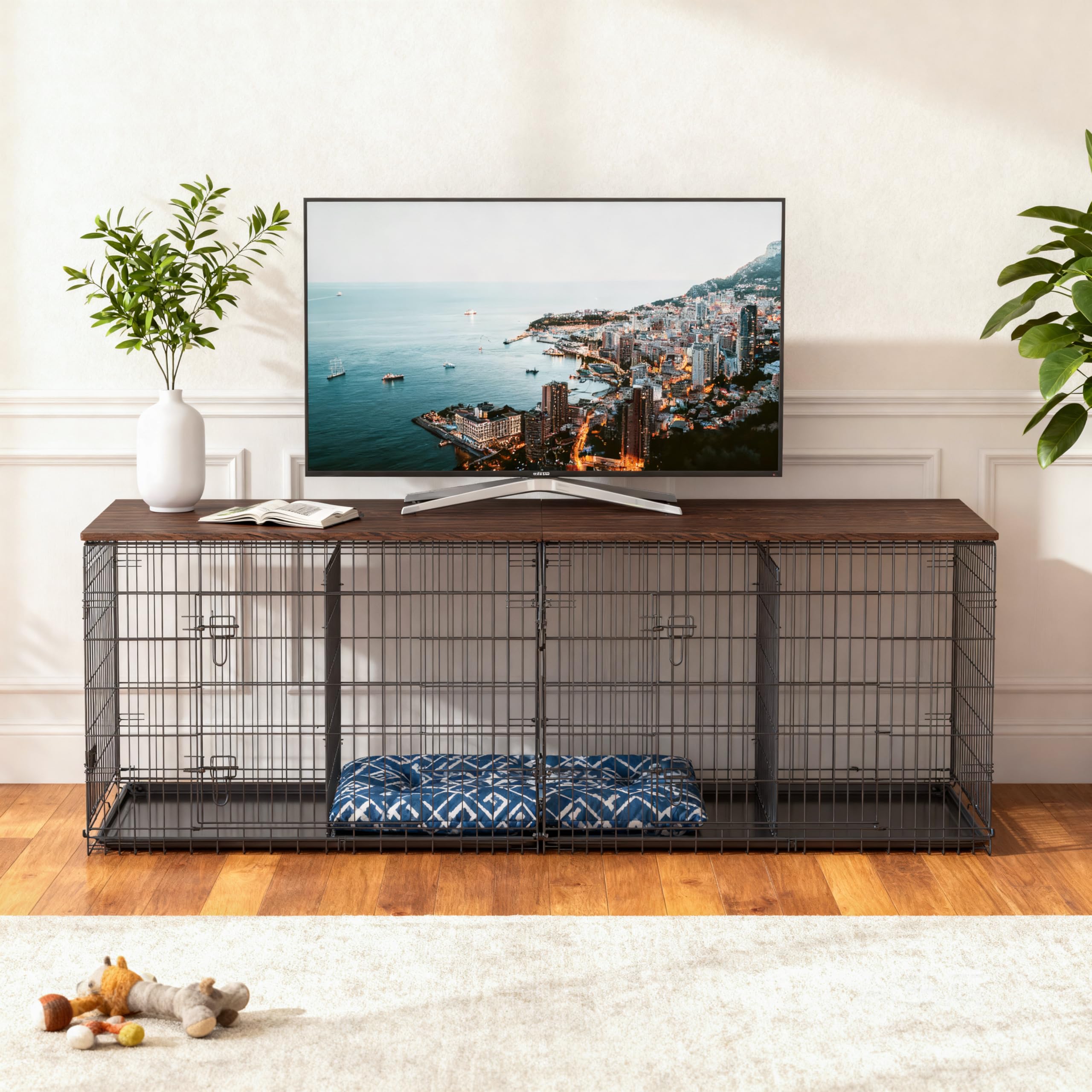Piskyet Dog Crate Topper uses durable materials for long-lasting performance