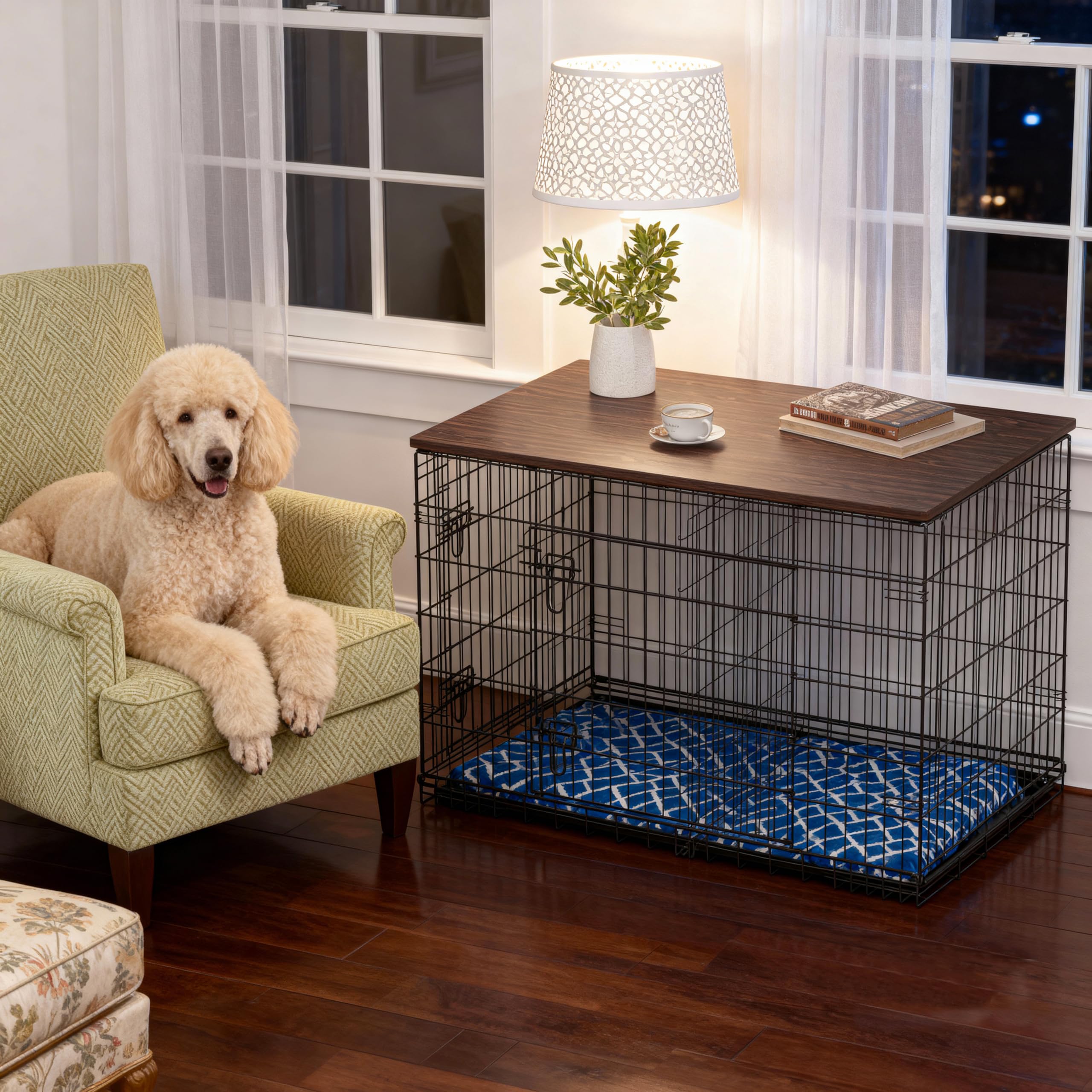 Piskyet Dog Crate Topper supports 24 to 48 inch crates