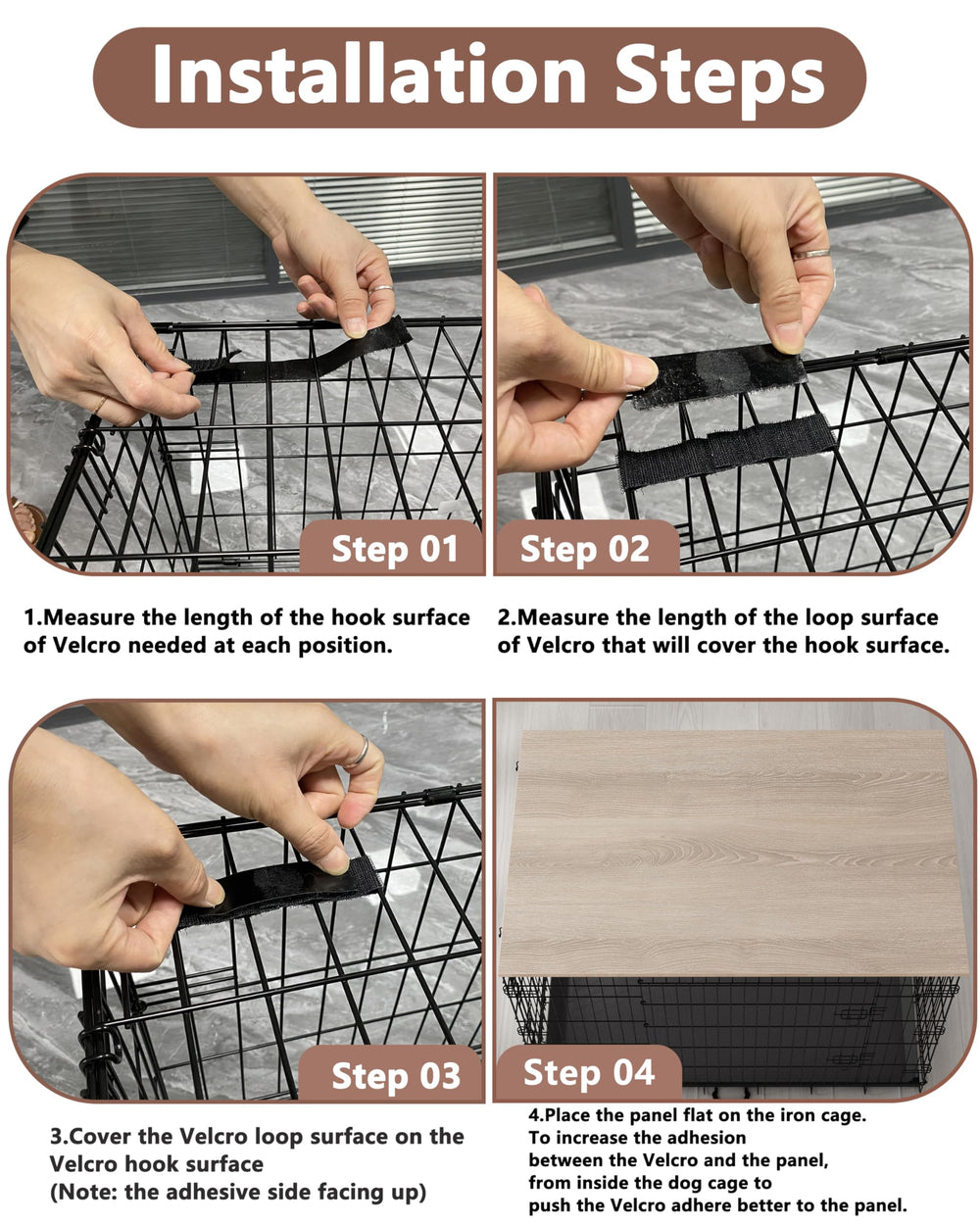 Piskyet Dog Crate Topper features a stylish wood countertop design