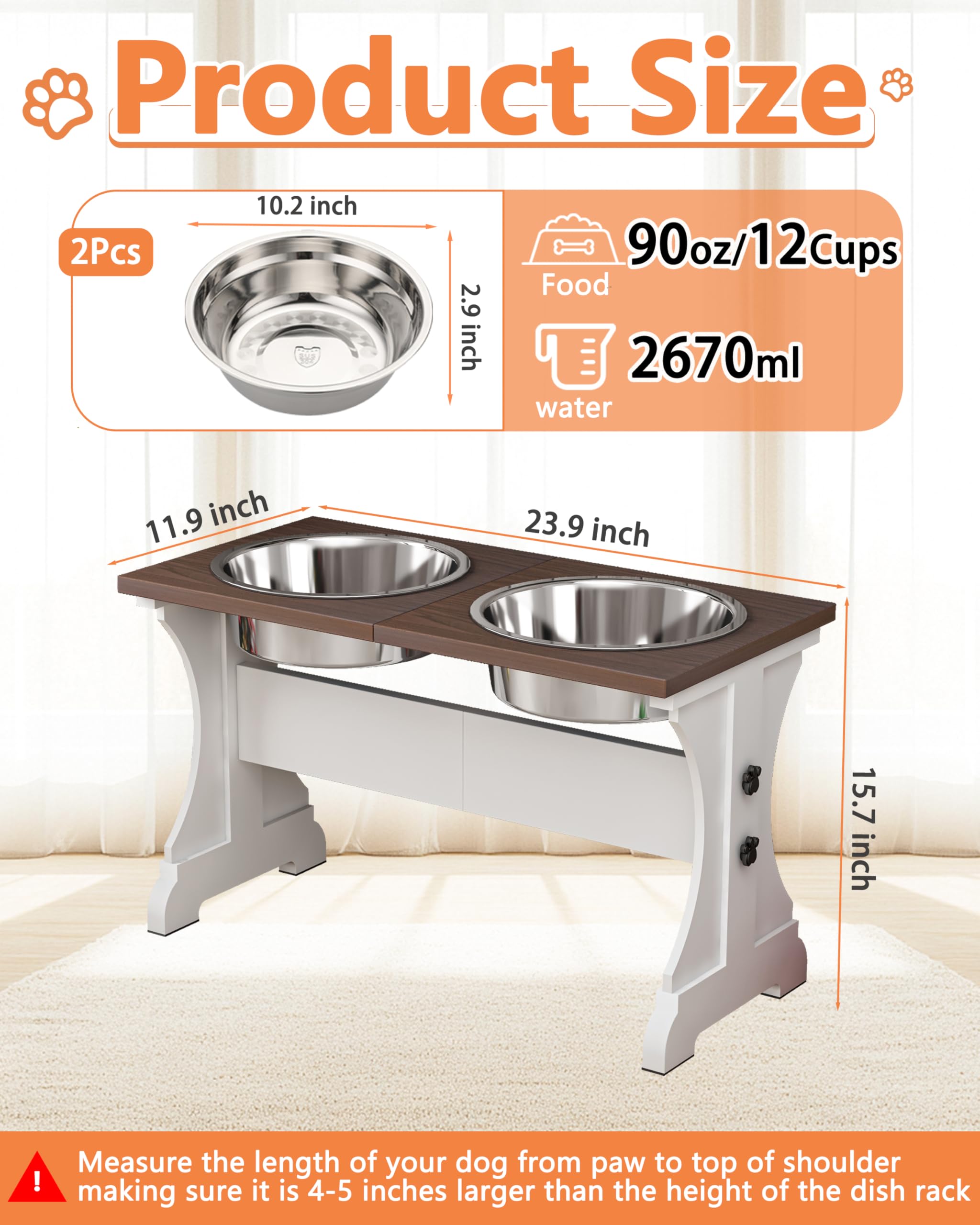 Piskyet farm-style dog bowl rack offers raised design for comfortable feeding.