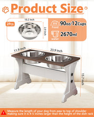 Piskyet farm-style dog bowl rack offers raised design for comfortable feeding.