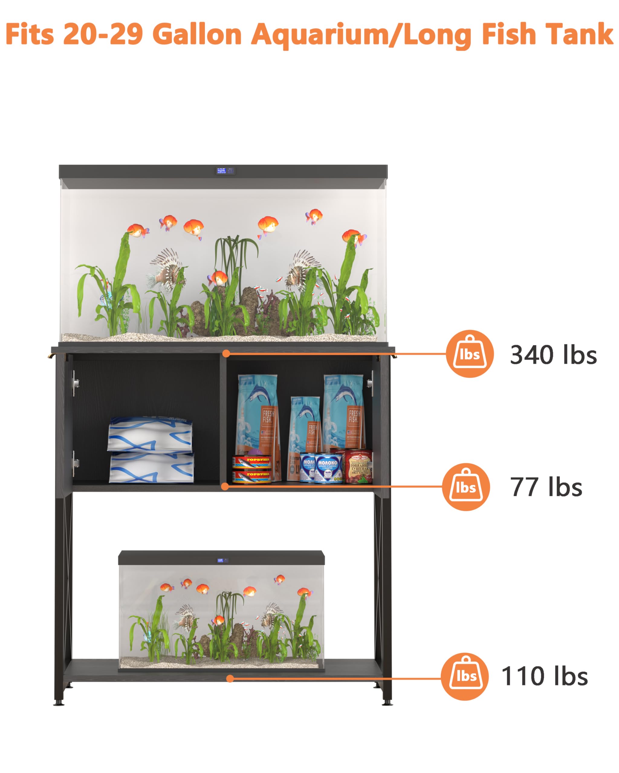 Piskyet modern black aquarium stand complements contemporary home decor.
