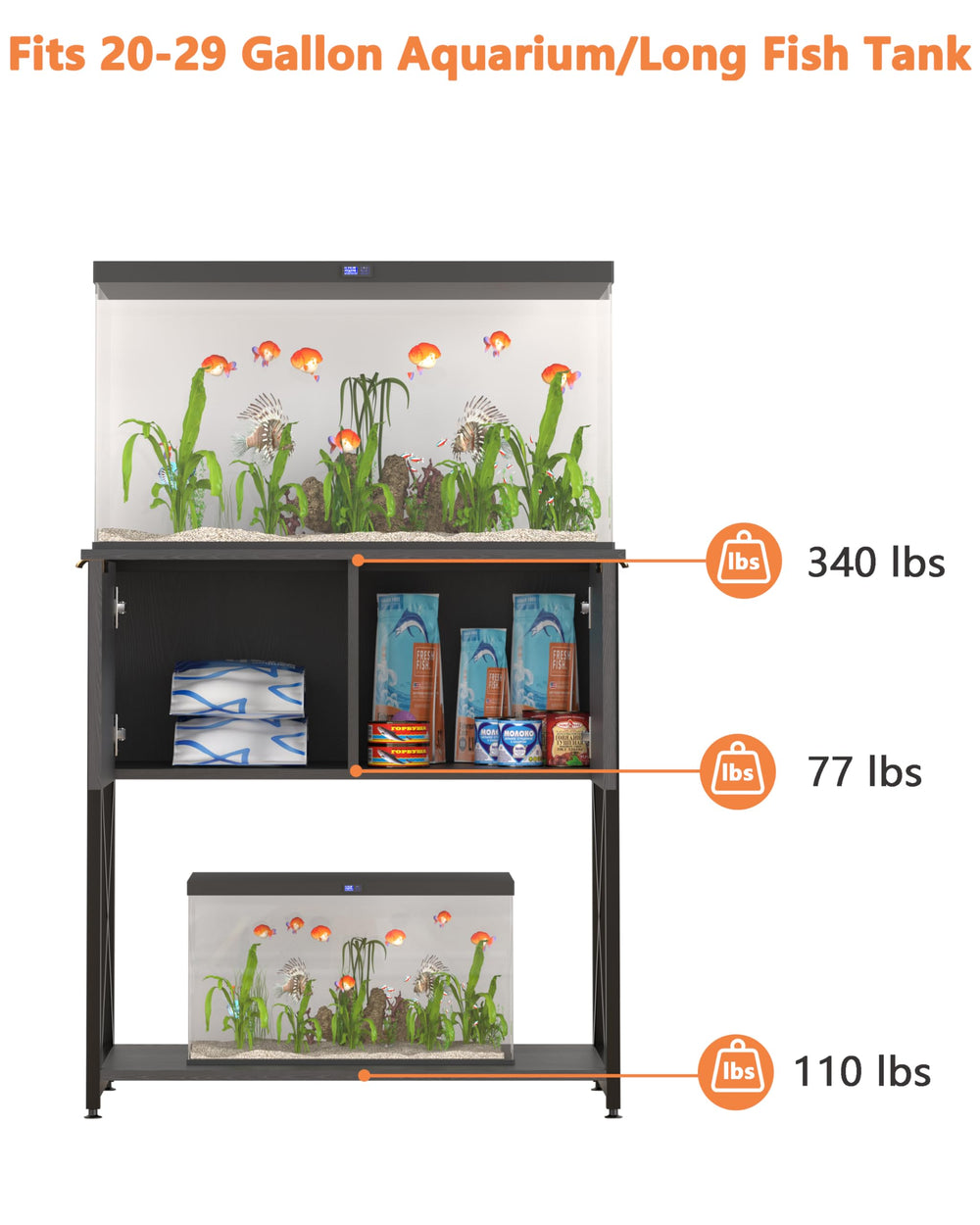 Piskyet modern black aquarium stand complements contemporary home decor.