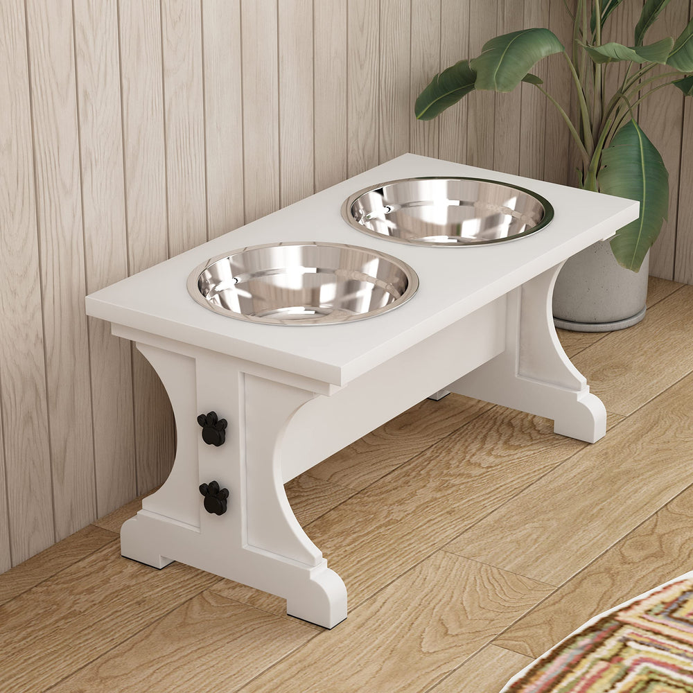 Piskyet modern farmhouse feeding station blends style with pet practicality.