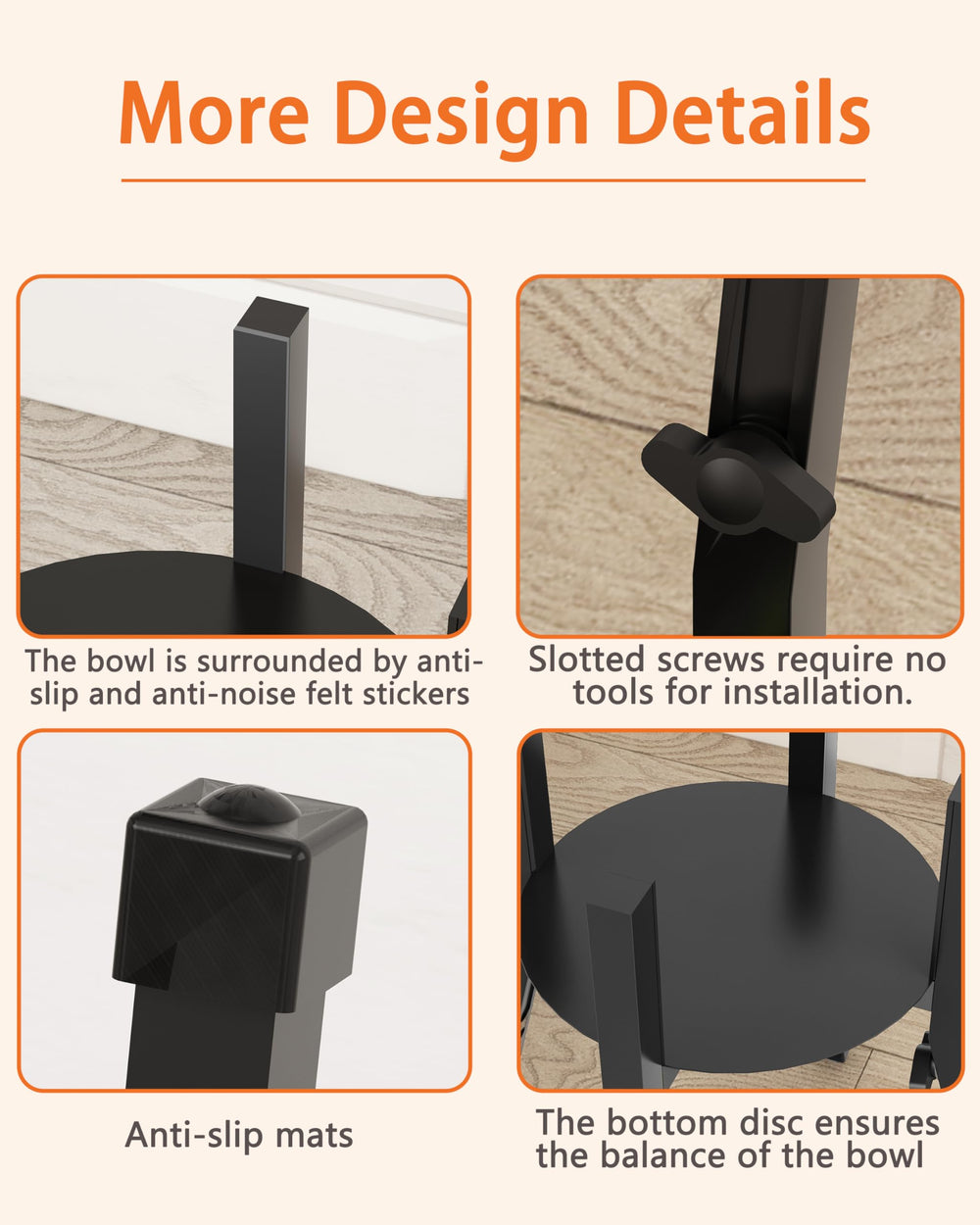 Piskyet raised dog bowl stand height adjustment demonstrates flexible feeding levels
