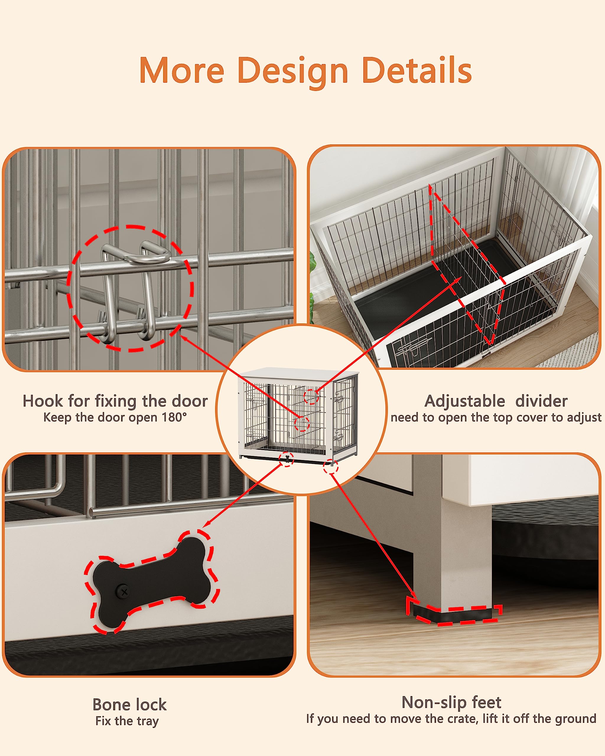 Piskyet XL crate size fits large dogs up to 80 pounds