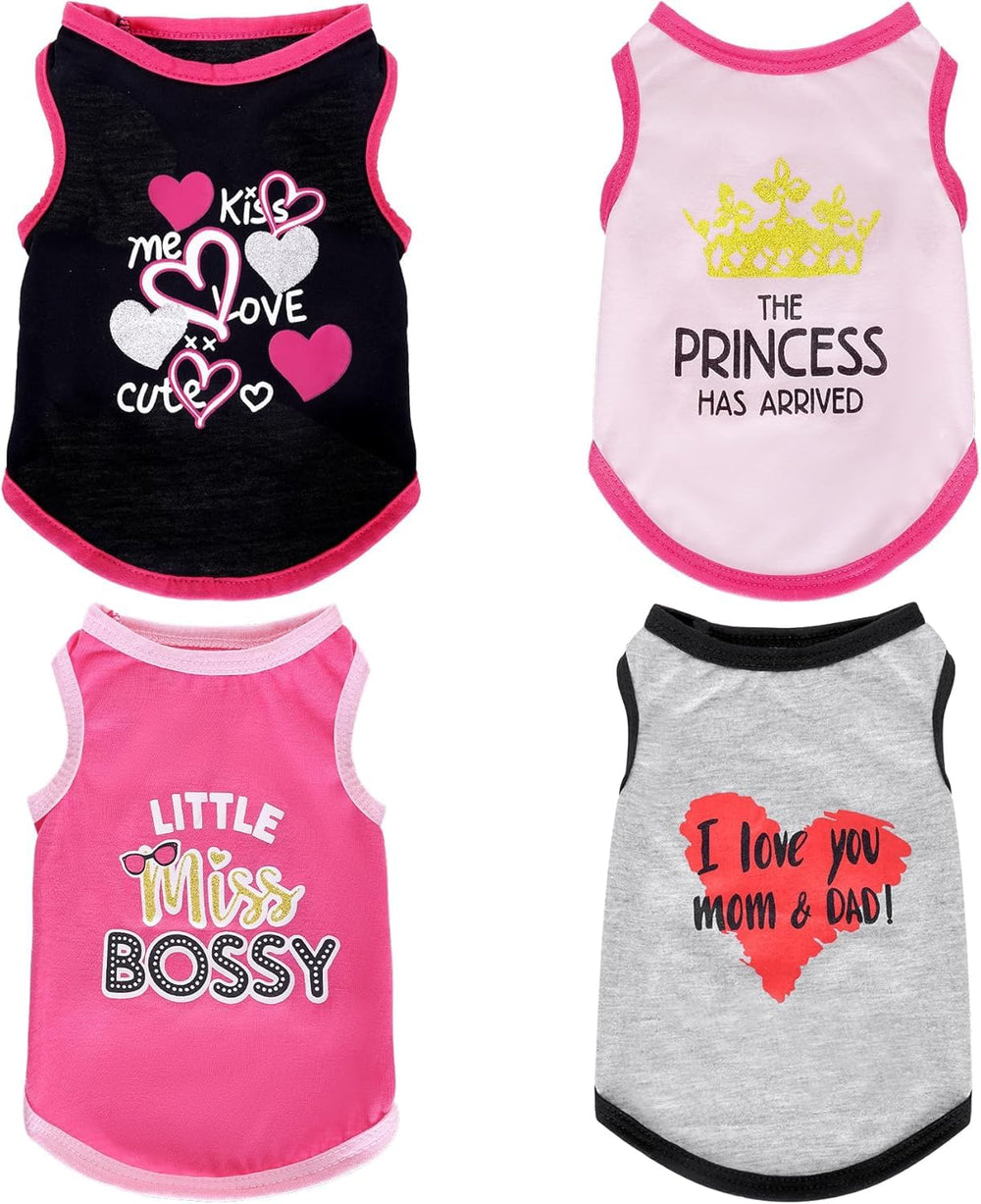 Pistha dog shirts summer printed pink front show stylish comfort for small dogs