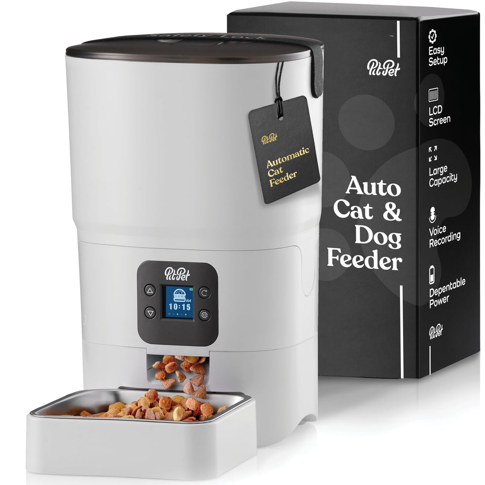 Pitpet smart automatic cat feeder front view showing reliable meal timing.