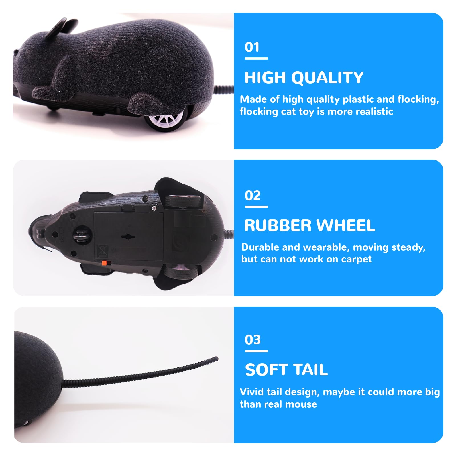 Pixibond cat and dog play scene with RC rat toy showcasing interactive entertainment.